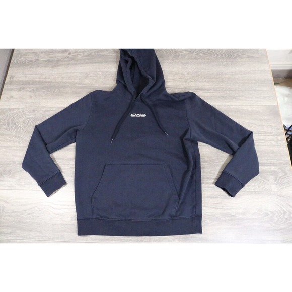 HUGO BOSS Mens Medium Daratschi Hoodie Sweatshirt Navy Blue Pullover Red Label - Picture 1 of 7